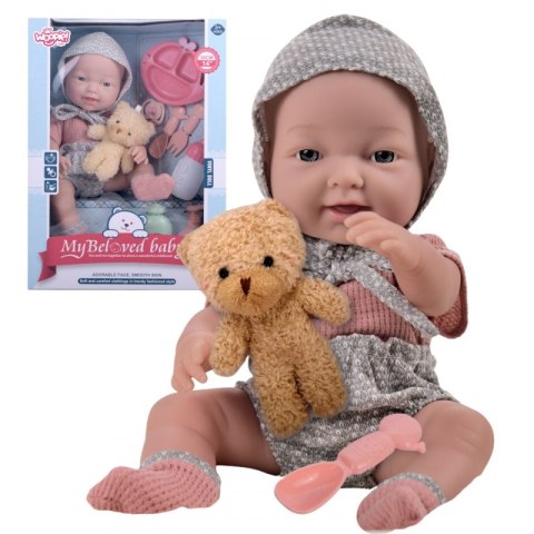 WOOPIE ROYAL Lalka Bobas 36 cm w Ubranku z Misiem Akcesoria do Karmienia WOOPIE ROYAL Lalka Bobas 36 cm w Ubranku z Misiem Akcesoria do Karmienia