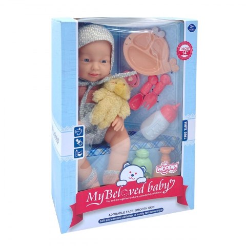 WOOPIE ROYAL Lalka Bobas 36 cm w Ubranku z Misiem Akcesoria do Karmienia WOOPIE ROYAL Lalka Bobas 36 cm w Ubranku z Misiem Akcesoria do Karmienia