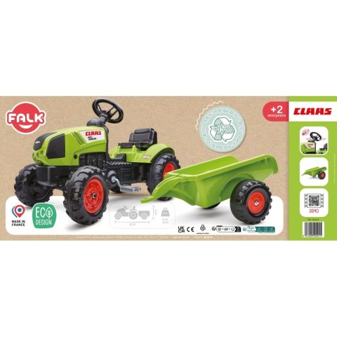FALK Traktor Claas Zielony na Pedały z Przyczepą + Klakson od 2 Lat. FALK Traktor Claas Zielony na Pedały z Przyczepą + Klakson od 2 Lat.