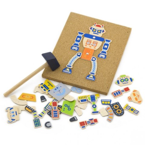 VIGA Drewniana Przybijanka Roboty 45 elementów Montessori VIGA Drewniana Przybijanka Roboty 45 elementów Montessori