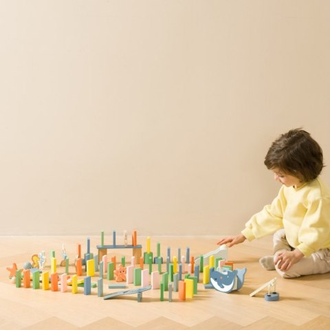 CLASSIC WORLD Drewniane Domino Tor Logiczny Przeszkód Układanka Montessori 100 el. CLASSIC WORLD Drewniane Domino Tor Logiczny Przeszkód Układanka Montessori 100 el.
