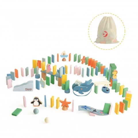 CLASSIC WORLD Drewniane Domino Tor Logiczny Przeszkód Układanka Montessori 100 el. CLASSIC WORLD Drewniane Domino Tor Logiczny Przeszkód Układanka Montessori 100 el.