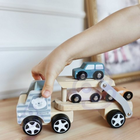 VIGA PolarB Drewniana laweta z samochodzikami Montessori VIGA PolarB Drewniana laweta z samochodzikami Montessori