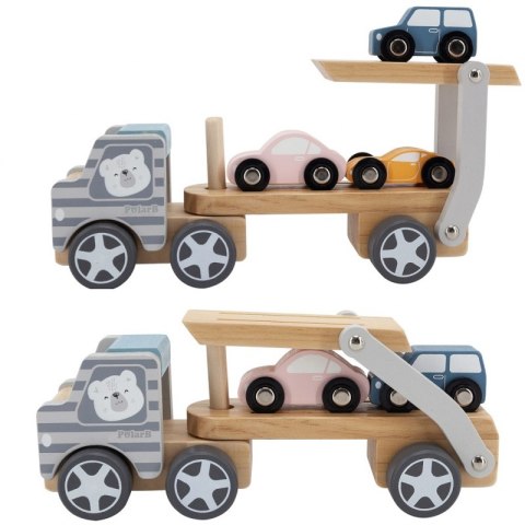 VIGA PolarB Drewniana laweta z samochodzikami Montessori VIGA PolarB Drewniana laweta z samochodzikami Montessori