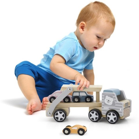 VIGA PolarB Drewniana laweta z samochodzikami Montessori VIGA PolarB Drewniana laweta z samochodzikami Montessori