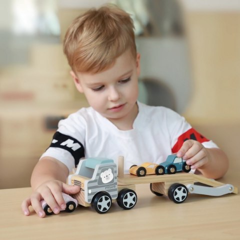 VIGA PolarB Drewniana laweta z samochodzikami Montessori VIGA PolarB Drewniana laweta z samochodzikami Montessori