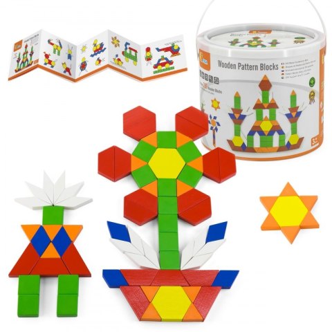 VIGA Drewniane Klocki Płaskie w wiaderku 250 elementów Montessori VIGA Drewniane Klocki Płaskie w wiaderku 250 elementów Montessori