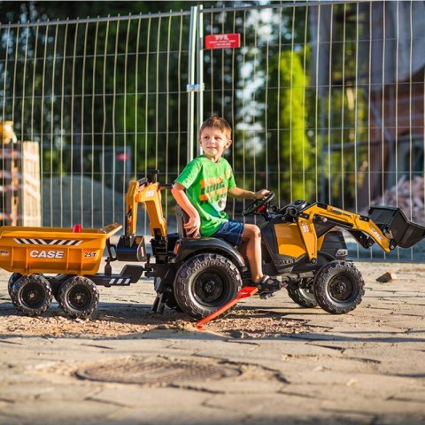 FALK Traktor Case IH Backhoe Pomarańczowy z Przyczepką Ruchoma Łyżka od 3 Lat FALK Traktor Case IH Backhoe Pomarańczowy z Przyczepką Ruchoma Łyżka od 3 Lat