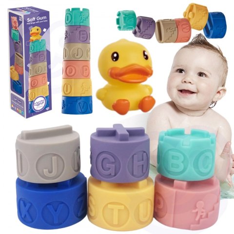 WOOPIE BABY Klocki Sensoryczne Układanka Piramida do Ściskania Wody Dźwięk Nauka Alfabetu Kaczuszka 7 el. WOOPIE BABY Klocki Sensoryczne Układanka Piramida do Ściskania Wody Dźwięk Nauka Alfabetu Kaczuszka 7 el.