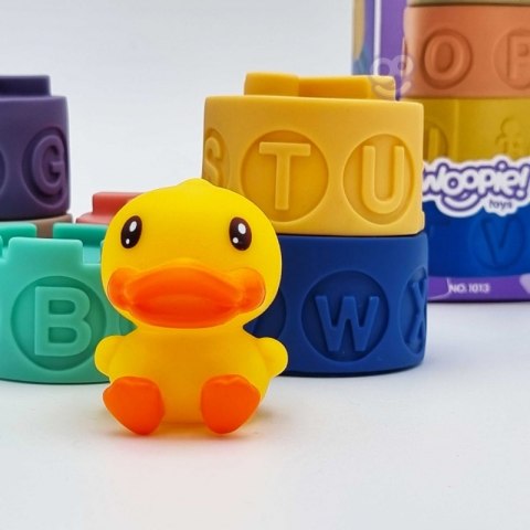 WOOPIE BABY Klocki Sensoryczne Układanka Piramida do Ściskania Wody Dźwięk Nauka Alfabetu Kaczuszka 7 el. WOOPIE BABY Klocki Sensoryczne Układanka Piramida do Ściskania Wody Dźwięk Nauka Alfabetu Kaczuszka 7 el.